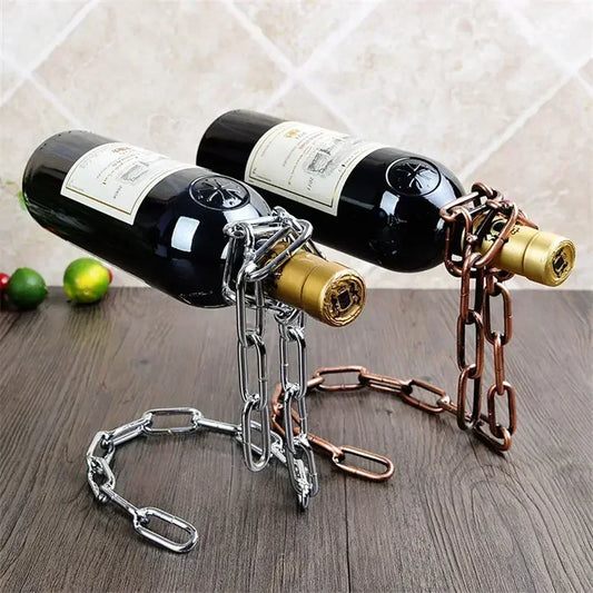 Magical Floating Iron Chain Wine Rack